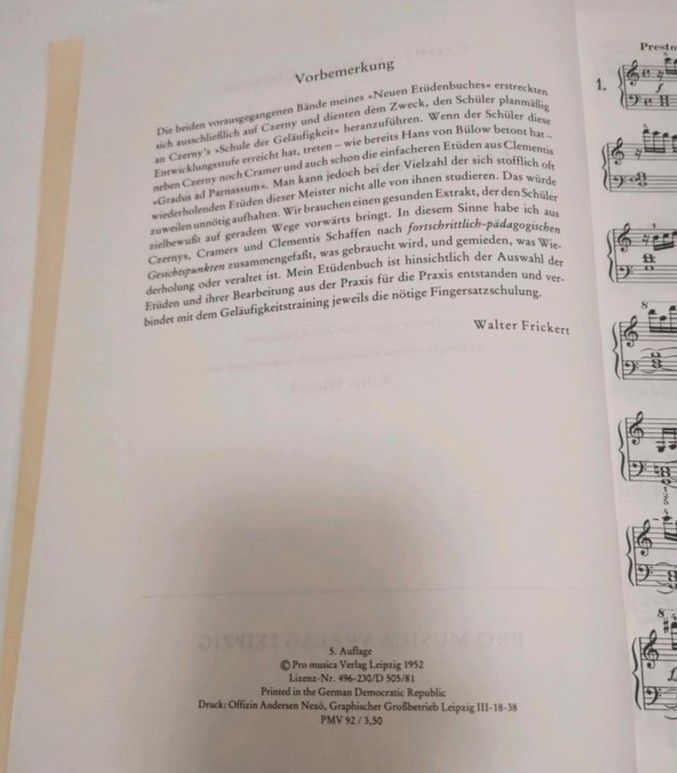 Das neue Etüden Buch Teil III, Pro Musica Leipzig 1952 in Dresden