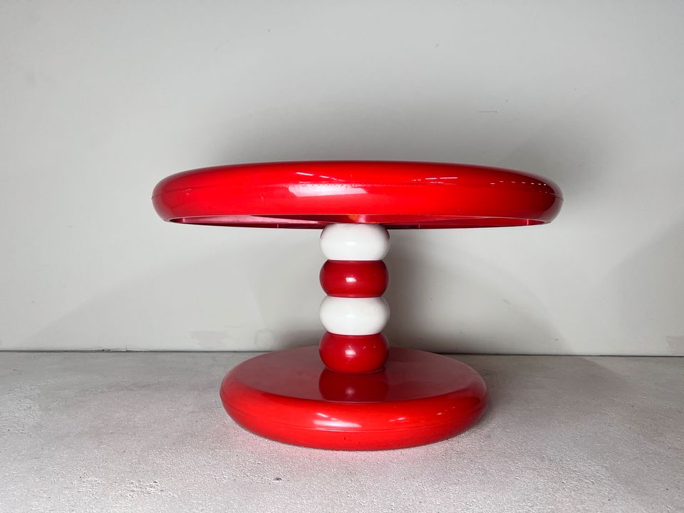 Peter Ghyczy Designertisch Couchtisch Popart 70er Jahre Space Age Coffeetable runder Tisch rot weiß Kunststoff Seltenheit in Berlin