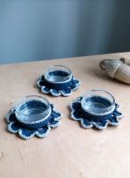 Handmade Teelichthalter mit Glaseinsatz 3er Set blau silber Niedersachsen - Bad Bodenteich Vorschau