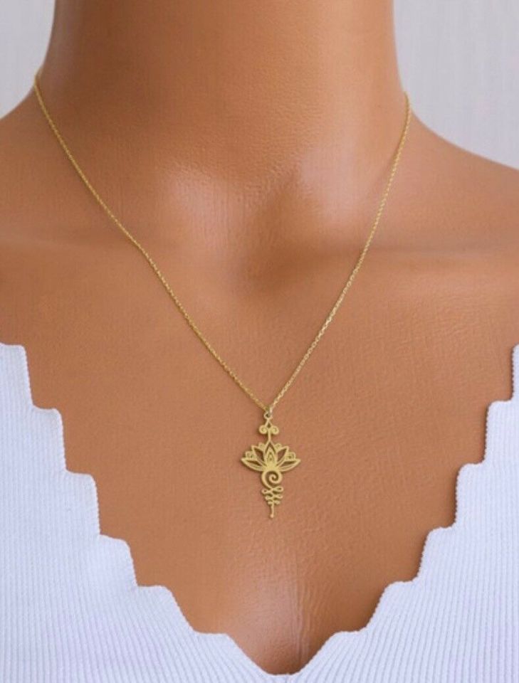 Lotusblume Halskette Yoga Buddha Kette - Neu Gold oder Silber in Bordesholm