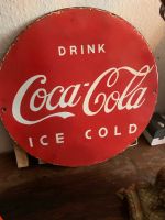 Original altes Coca-Cola Werbeschild Emaile Hessen - Kassel Vorschau