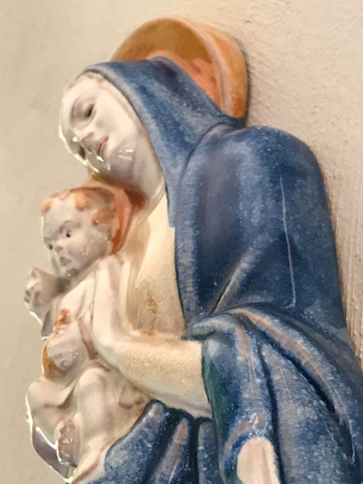 WMF Keramik-Relief Wandbild Figur Madonna Maria mit Jesuskind in Leipzig
