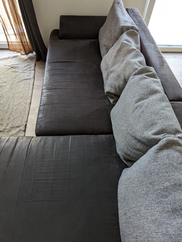 Couch Couchgarnitur schwarz Stoffbezug mit Longchair 280x200cm in Dortmund