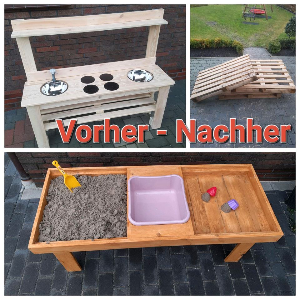 Palette NEU Matschküche Sandkasten Hahn Tisch Kinder Outdoor Holz in Wiesmoor