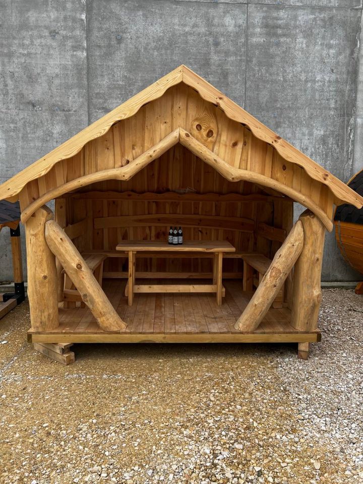 Veranda Hobbit Natur ⭐️ Rustikaler Pavillon ❣️Holzhaus Hütte in Ergoldsbach