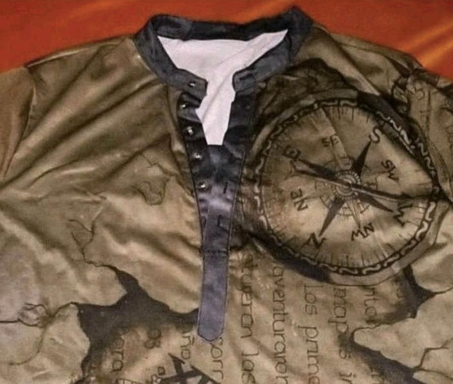 Herren Shirt mit Muster Kompaß in Gr. 3XL in Penig