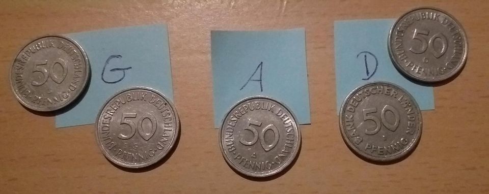 50 Pfennig ( D,A,G) 1989-1990 in Aken