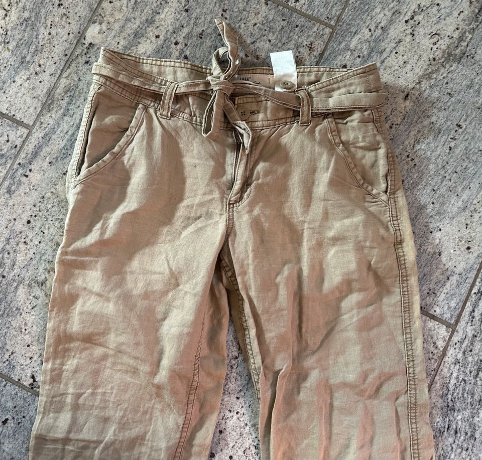 H&M LOGG Cargo Hose Leinen Hose khaki Stoffhose Wanderhose in 34 in Speyer