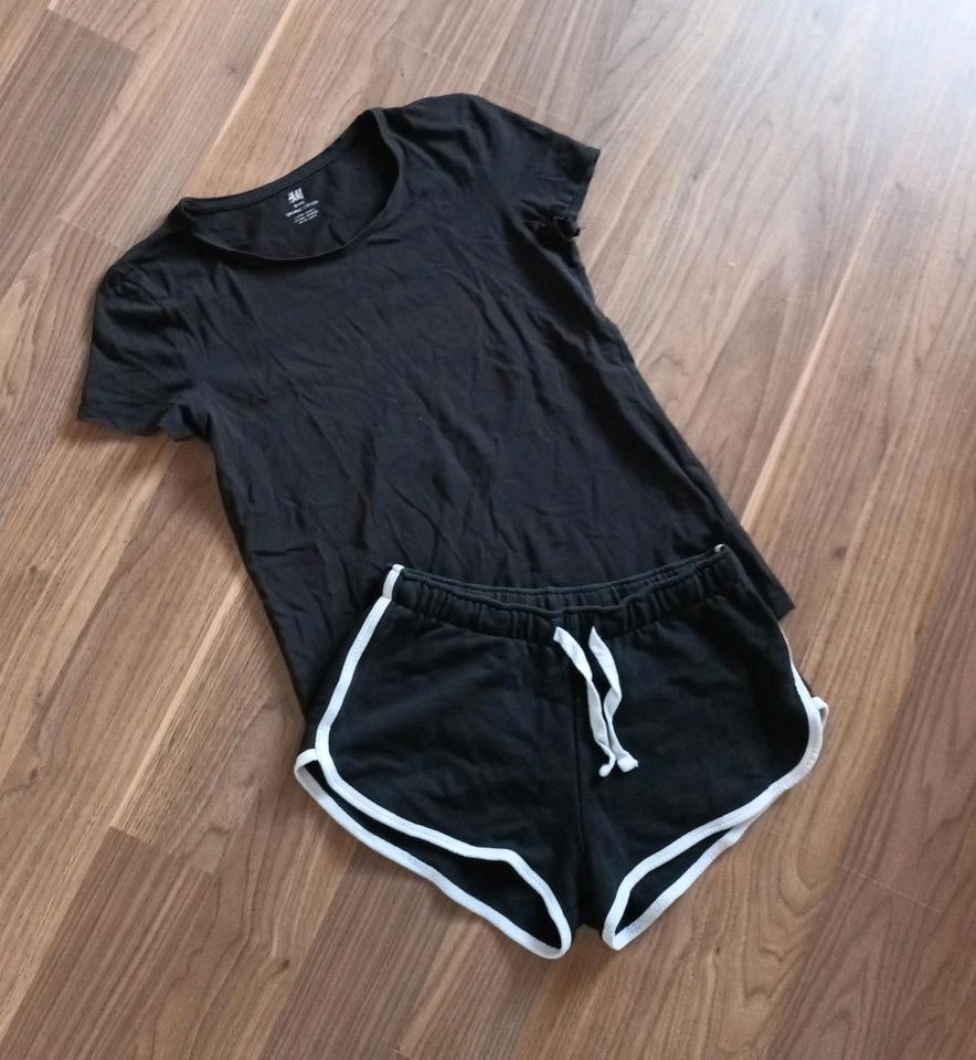 2tlg Sommerset Short und T-Shirt schwarz H&M und Sisters Gr 170 in Lüneburg