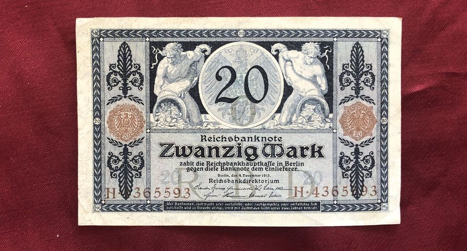 Banknote, Geldschein: 20 Mark 4.11.1925 Berlin in Kronach