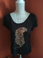 T-Shirt NEU❤H&M Schwarz mit Glitzer Druck Leopard Gr. M Saarland - Saarlouis Vorschau