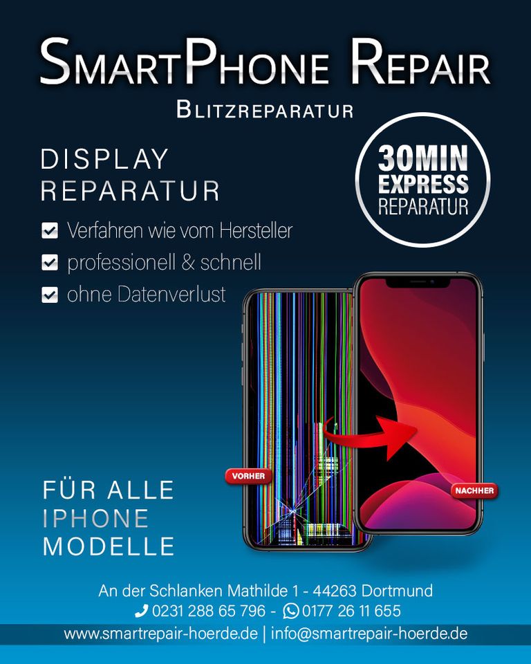 iPhone Display Reparatur 7/8/X/XR/XS/11pro/12/12pro/13/13pro in Dortmund