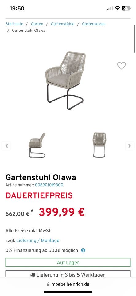 Freischwingerstuhl 6x Gartenstühle grau NEU NP je 399€ in Hamburg