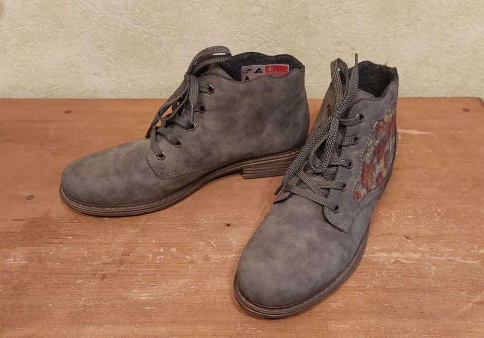 Rieker Schnürstiefelette Bootie Stiefel Gr. 40 39 grau neuwertig in Chemnitz