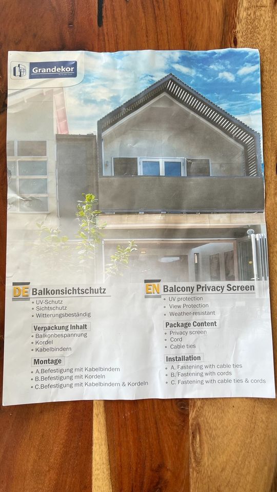 Balkon Sichtschutz Balkonbespannung 0,75 x 5 m braun schwarz NEU in Fürth