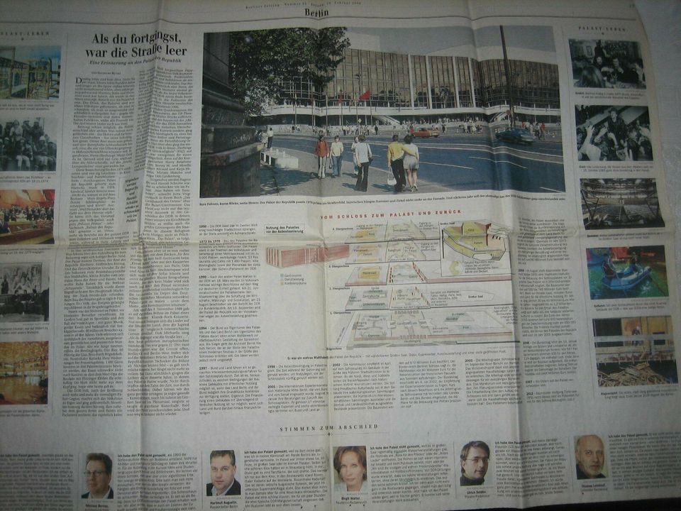 Zeitungsseiten/auschn. Berliner Zeitung Palast Abriss 1996-2006 in Berlin