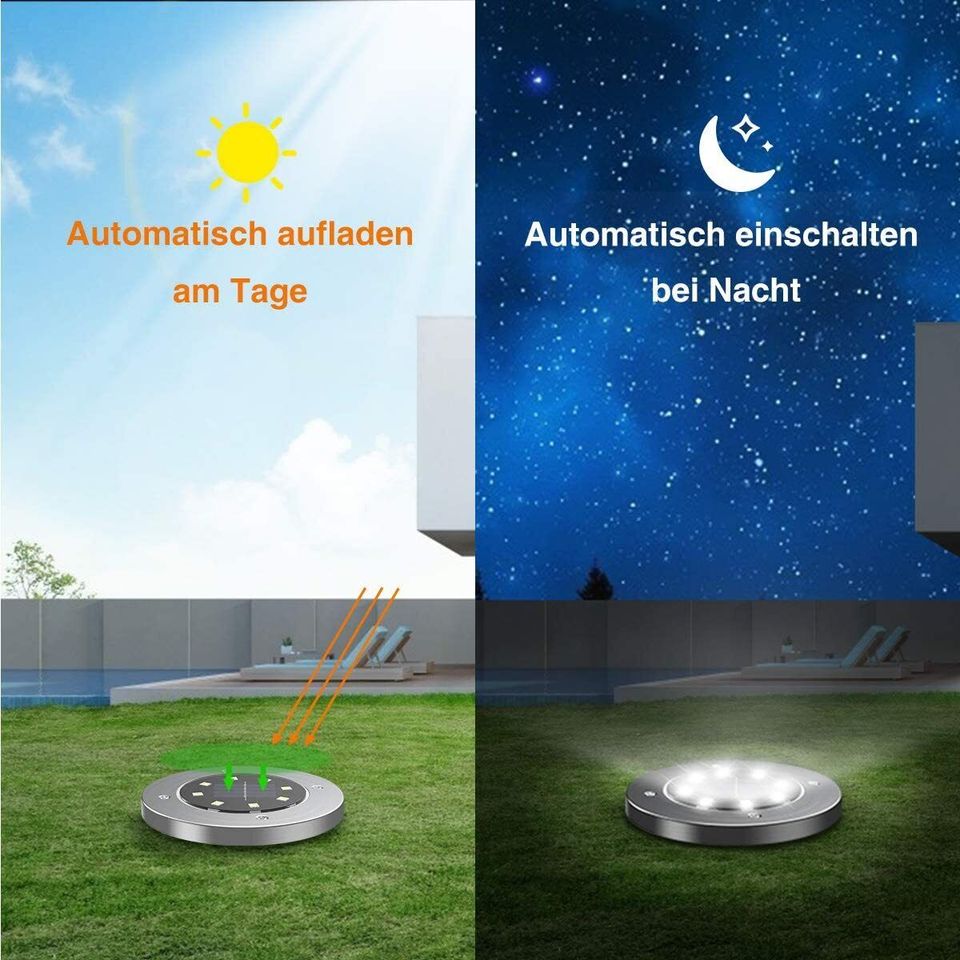 ✅NEU✅ 4X LED SOLARLEUCHTE BODENSTRAHLER GARTENLEUCHTEN OVP 3 in Essen