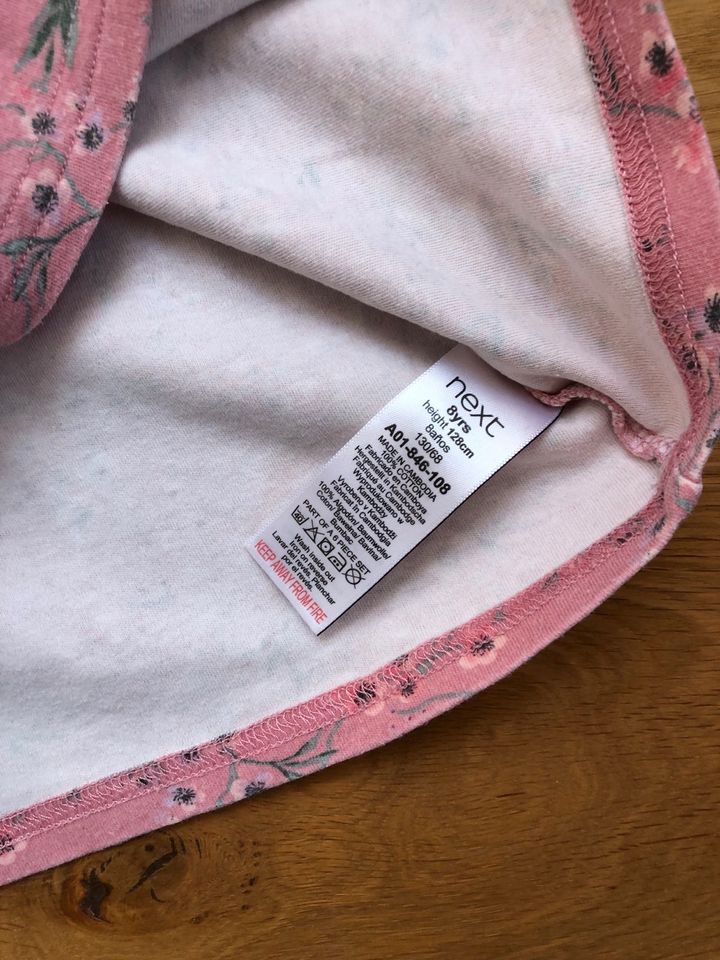 Next 3x Pyjama Langarmshirt weiß pink rosa Baumwolle Gr. 122/128 in Evessen