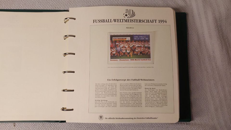 Briefmarkensammlung Fußball Weltmeisterschaft/WM 1994 USA, DFB in Werne