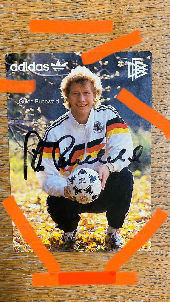 Autogramm- & karte von Guido Buchwald Weltmeisterschaft 1990 VfB in Köln