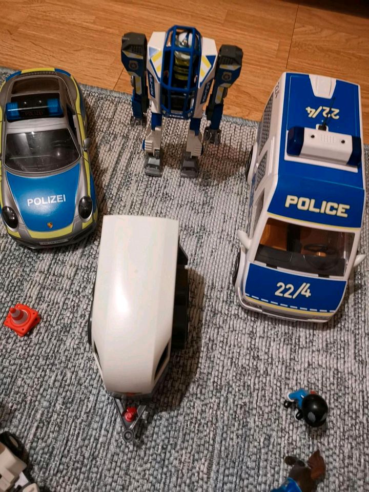 Playmobil Polizeiauto,Porsche,Flugzeug,Hubschrauber,Pferdeanhänge in Mosbach