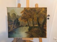 Ölgemälde 54x43cm Fluss Natur Wald Hessen - Erlensee Vorschau