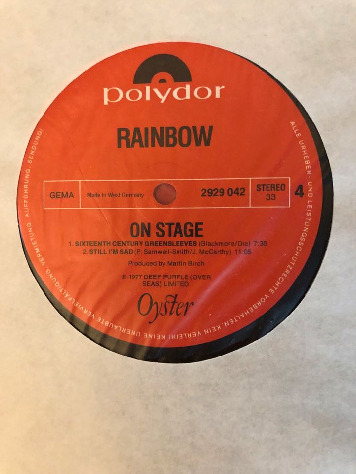 Vinyl Rainbow ‎– On Stage Deutsche Pressung aus den 80er in Trittau