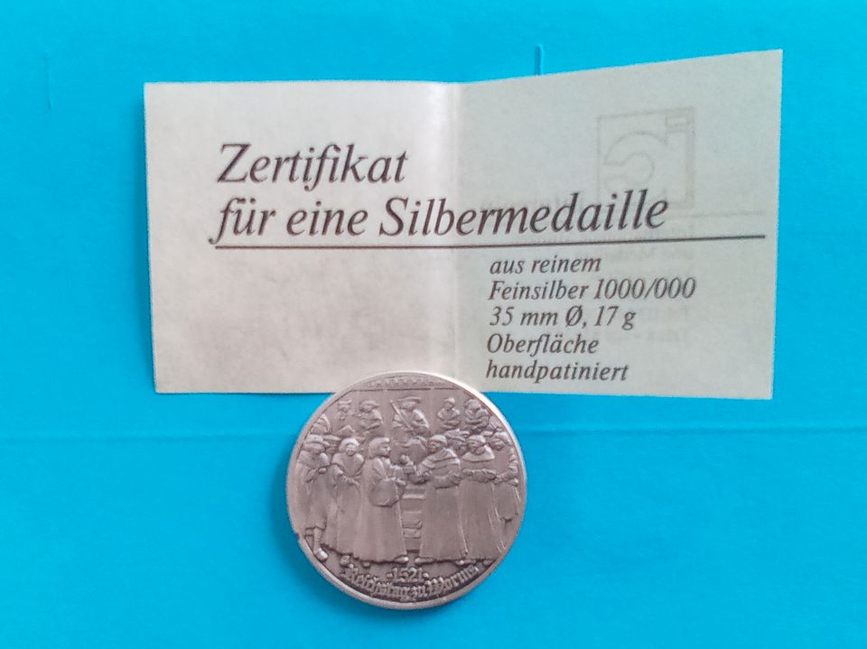 Silbermedaille 500. Geburtstag von Martin Luther 1983 in Biberach an der Riß