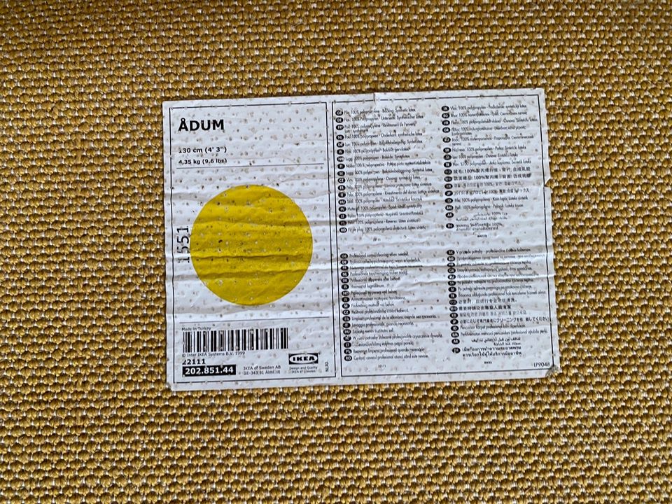 Ikea Adum Teppich rund Gelb Senf runder Teppich Läufer in Düsseldorf
