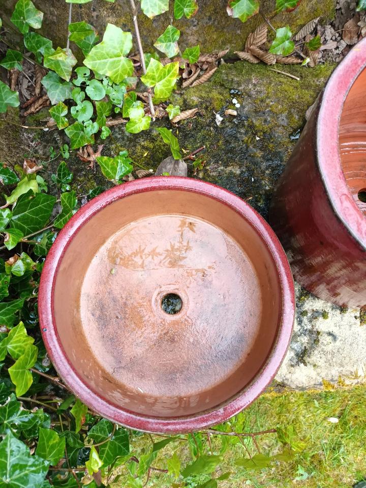 2  x  Pflanzkübel ° D=28 cm ° glasierte Keramik ° frostbeständig in Eberbach