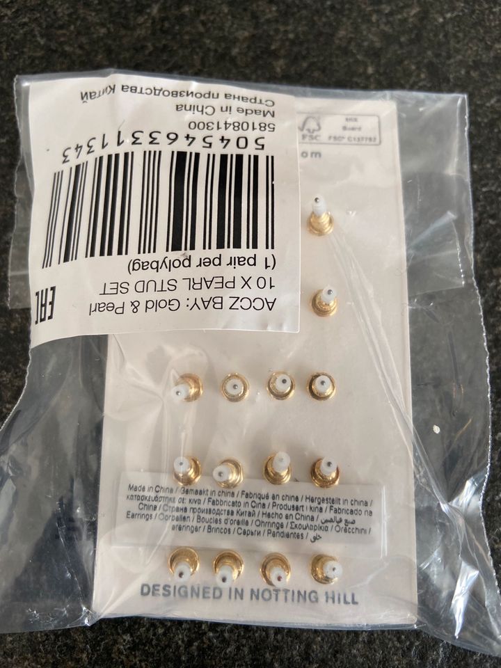 Ohrstecker Ohrschmuck Set 10 Paar gold Perlen NEU in Pfeffenhausen