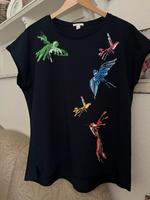 Esprit, marineblaues Shirt mit bunten Vögel in L/40 Obervieland - Habenhausen Vorschau