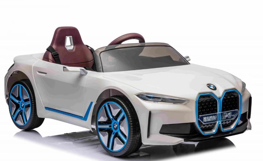 Kinderauto BMW i4 mit EVA-Reifen  und Ledersitz in Ilsede