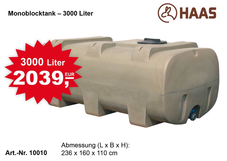 Monoblocktank 3000 Liter – Wassertank für Tiere in Nümbrecht