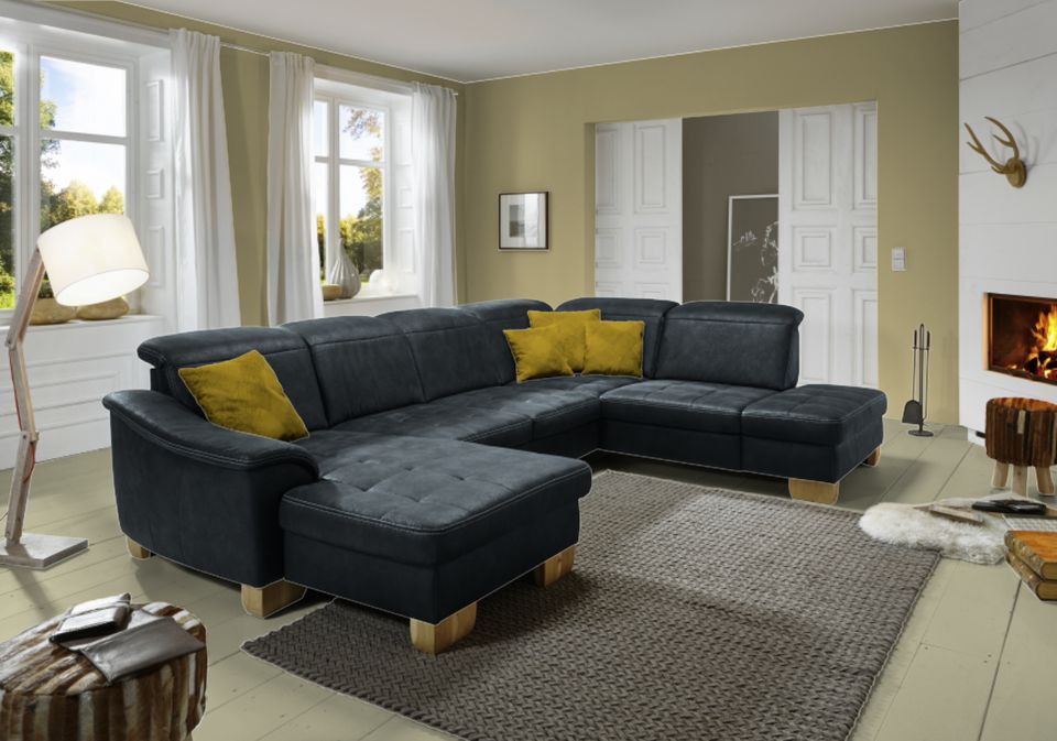 0% FINANZIERUNG NEU - PLANBARE U WOHNLANDSCHAFT Kopfverstellung - Sofa Couch Garnitur Eckcouch Canape Sessel in Pampow