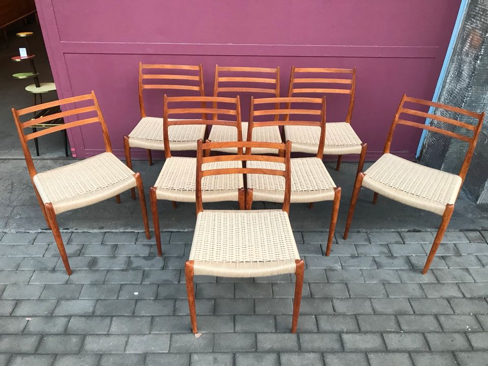 Niels Möller Møller Stühle Esszimmerstühle neu geflochten Modell 78 RAR! Teak Teakholz mid Century danish Design 60er Vintage Chairs in Berlin