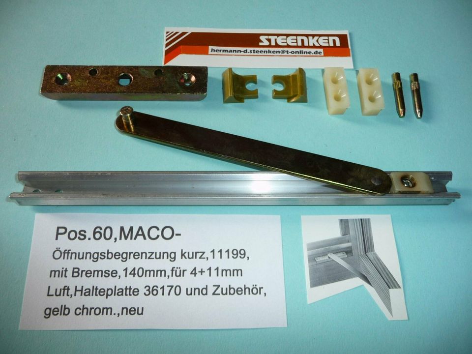 MACO-Öffnungsbegrenzung mit Bremse 245mm 11070+Halteplatte36170+Z in Ritterhude