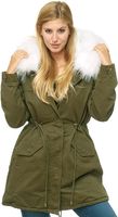 Damen Winterjacke Parka Mantel Khaki Kunstfell Weiß XS/34 S/36 Bayern - Senden Vorschau