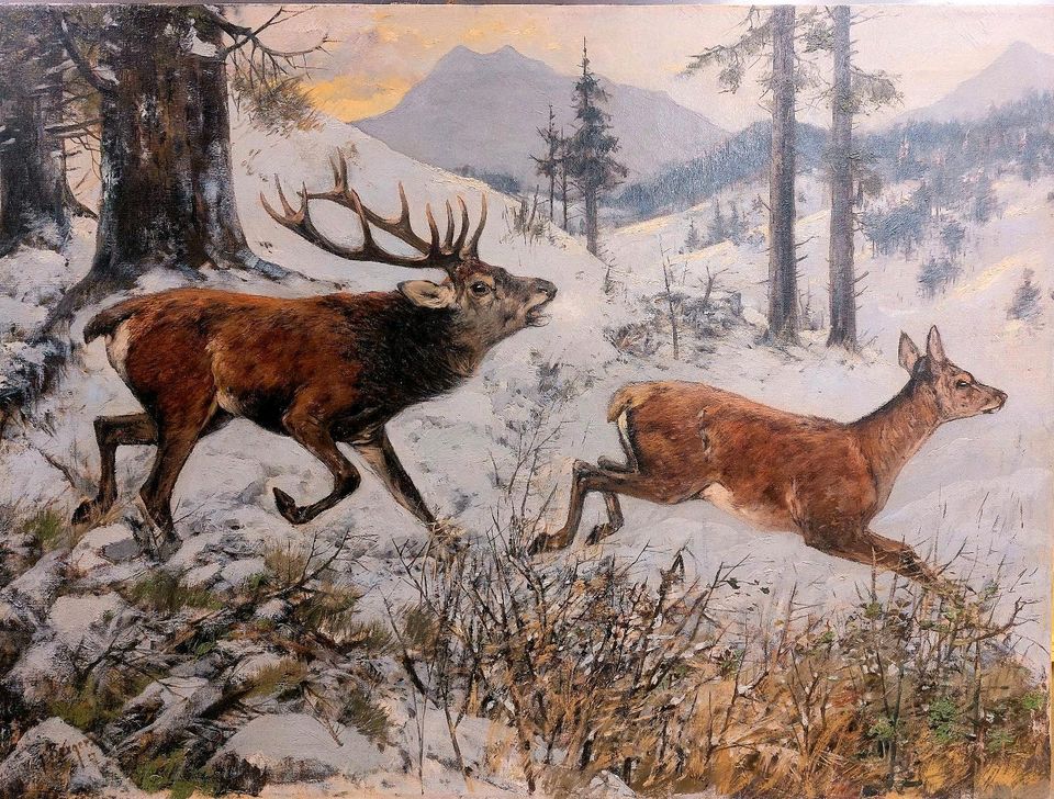 Gemälde Ölbild,  Georg Berger 1862-1942 Jagd u. Tiermaler in Bremen