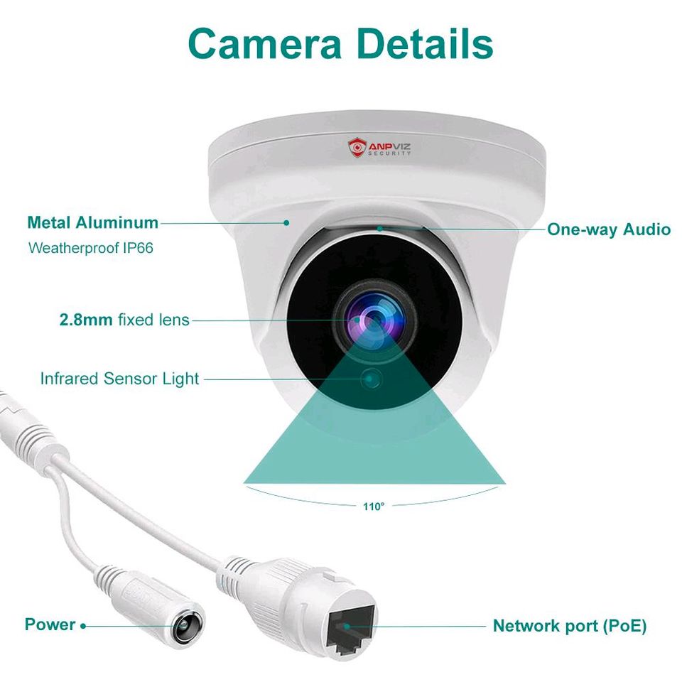 4MP IP Turret POE Kamera ANPVIZ D3240W in Düsseldorf