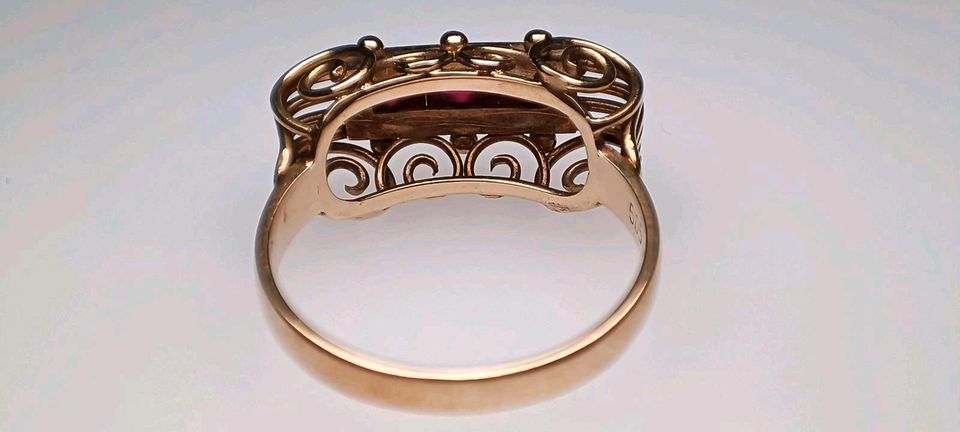 Antiker Jugendstil Trilogie Rubin Ring 585 Gold 14 k 57 in Reinstorf