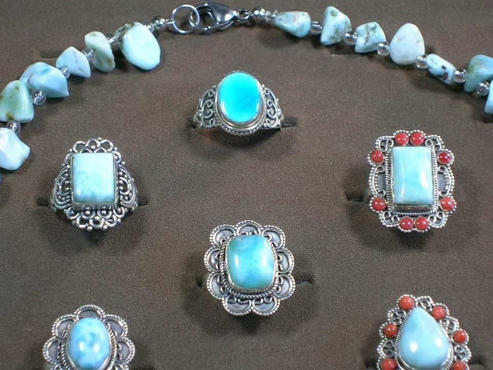 Neu: Sortiment Kette, Ringe und Anhänger mit Larimar 925 Silber in Solingen