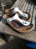 Birkenstock Gizeh 40 silber Bayern - Krailling Vorschau