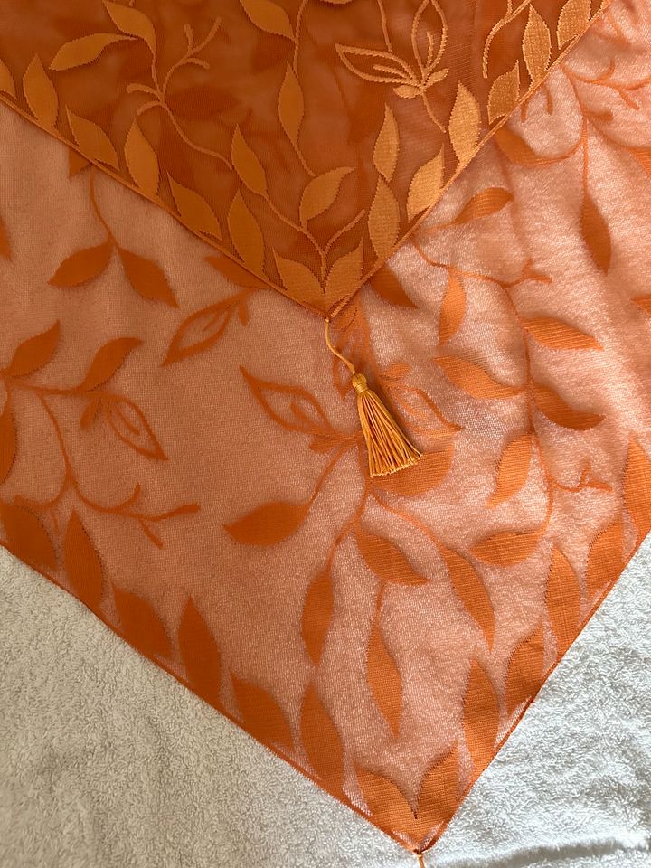 Scheibengardine Orange mit Blättermotiv 58 cm x 109 cm in Göttingen