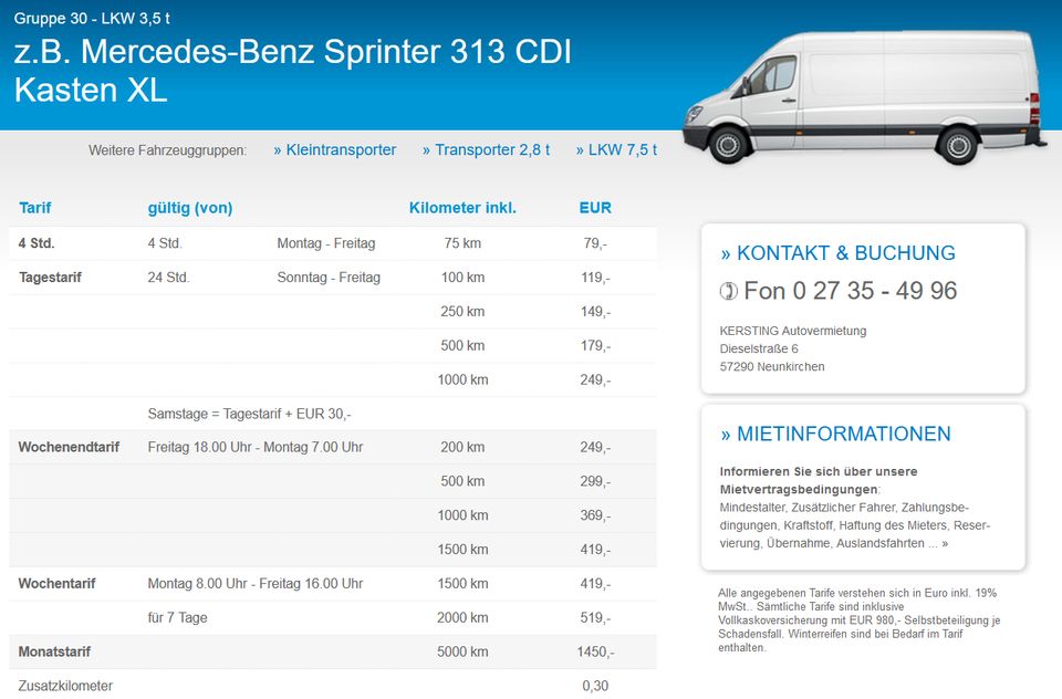 Transporter,Sprinter,Umzugswagen,Bulli,9-Sitzer mieten in Neunkirchen Siegerland