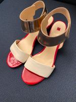 Sandalen Sommerschuhe HÖGL Gr. 39 rot weiß gold Absatz Sandalette Düsseldorf - Unterrath Vorschau