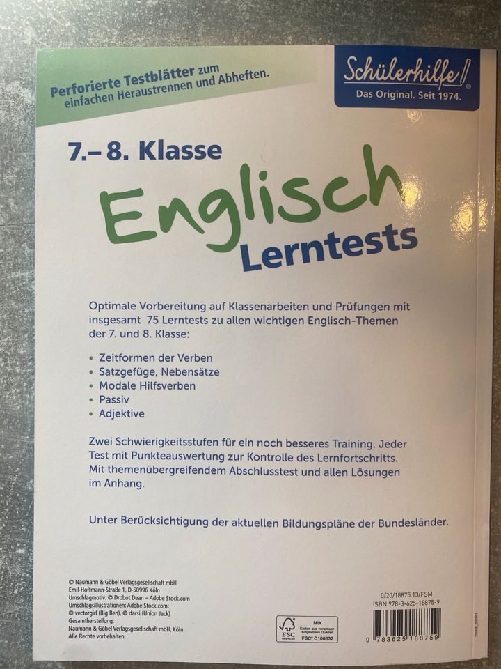 Englisch Lerntests Heft 7-8 Klasse in Hainsfarth