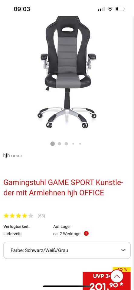 Amstyle GAMER Bürostuhl Chefsessel Drehstuhl Schreibtisch Gaming in Heilbad Heiligenstadt