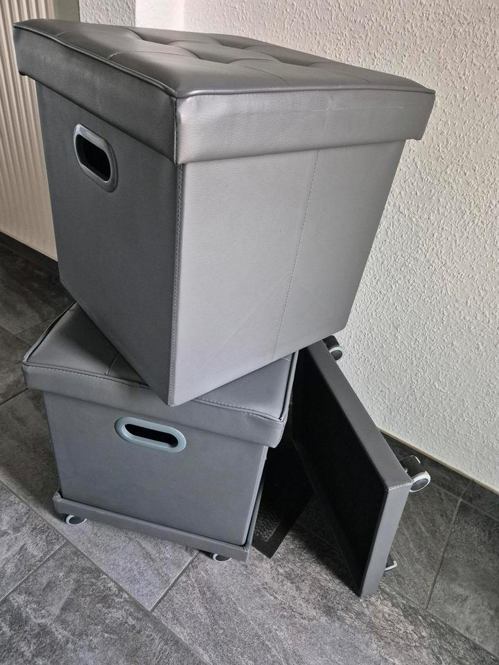2x Hocker Sitzhocker Aufbewahrung Truhe neuwertig grau Rollen in Neukirchen-Vluyn