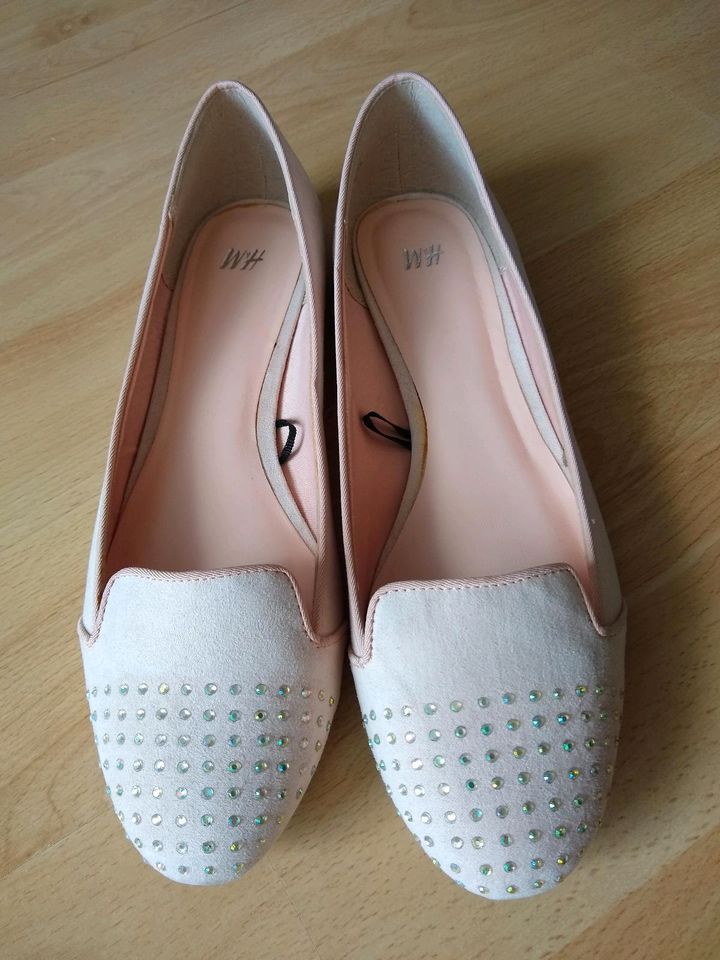 H&M Loafers Loafer Ballerinas wie neu rosa Glitzer in Hilden